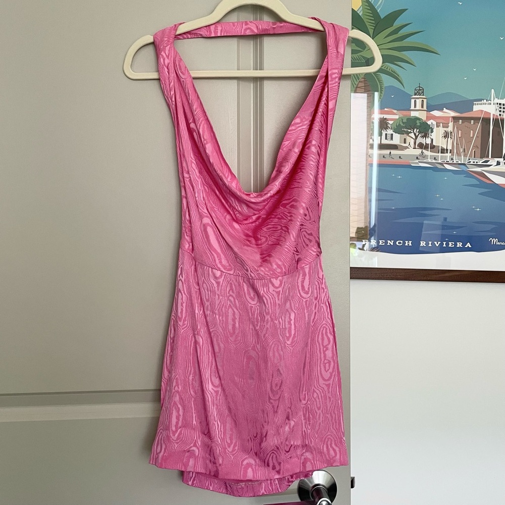 Ronny Kobo Marisa Pink Halter Neck Dress